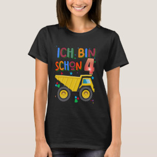 Children's Birthday Tractor German Text ich bin 4 T-Shirt