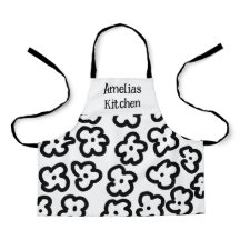 Children's Black and White Floral Modern Apron