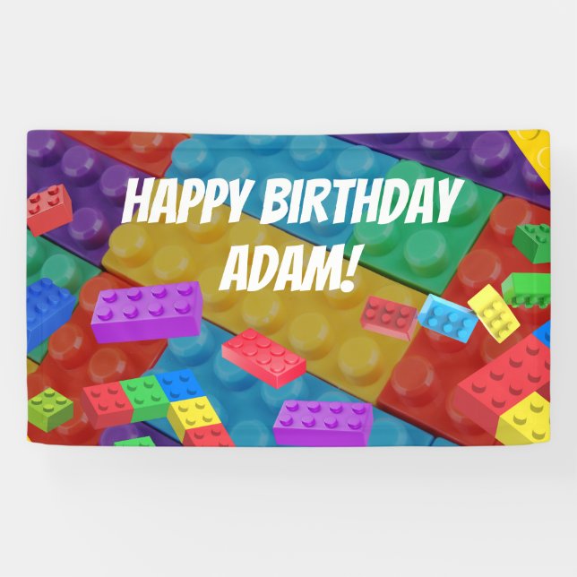 Children's blocks birthday party  banner (Horizontal)