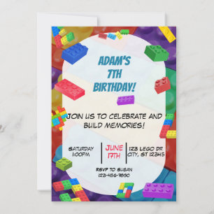 Children's blocks birthday party invitation