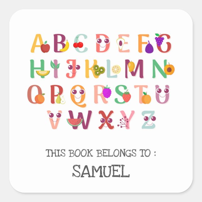 CHILDREN'S BOOK LABEL : ALPHABET CHART (Front)