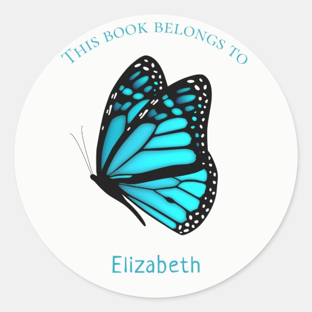 children's book stickers with turquoise Butterfly (Front)