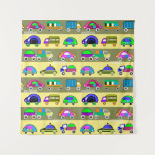 Children's bright colorful cars for boys tapestry