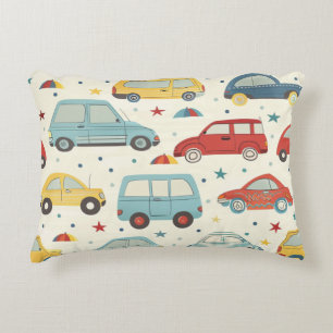 Children's bunk with colorful cars decorative cushion