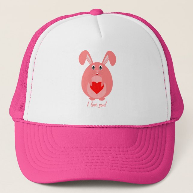 Children's cap with a print of a cute rabbit  (Front)