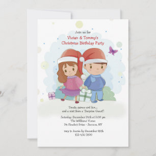 Children's Christmas Birthday Party Invitation