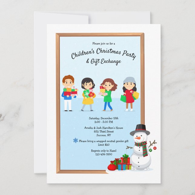 Children's Christmas Gift Exchange Party Invitation (Front)
