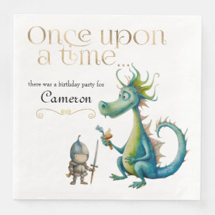 Children's Classic Fairy Tale Dragon and Knight Napkin