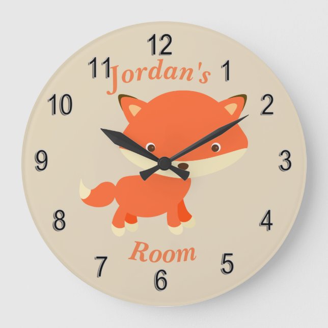 Children's Clock Cute Baby Fox (Front)