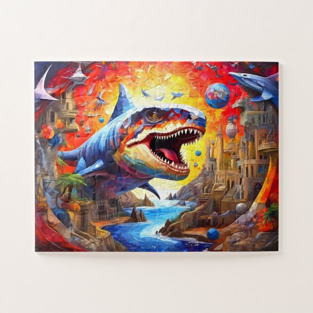Childrens Colorful Dinosaur Jigsaw Puzzle (Horizontal)