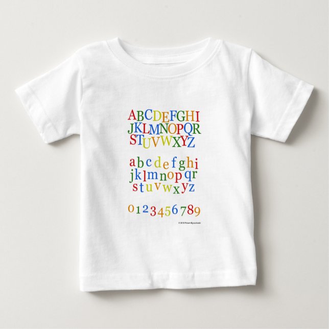 Children's Colourful Alphabet Upper + Lower Case Baby T-Shirt (Front)