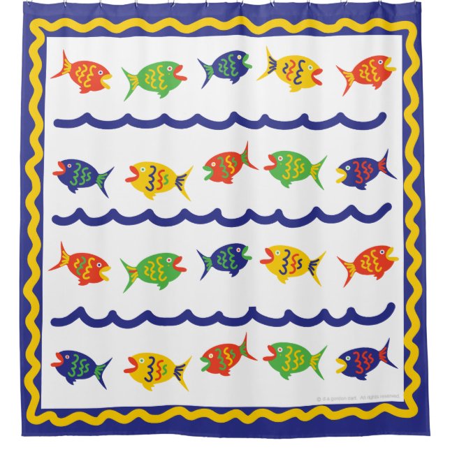 Children's Colourful Fish Shower Curtain (Front)