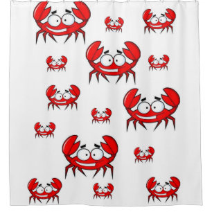 Childrens crab red white showercurtain shower curtain