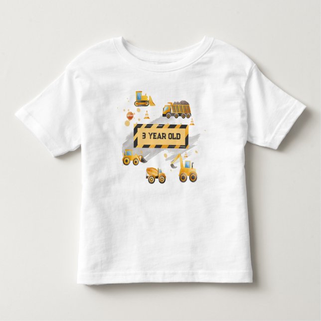 Childrens Cute Construction Birthday  Toddler T-Shirt (Front)