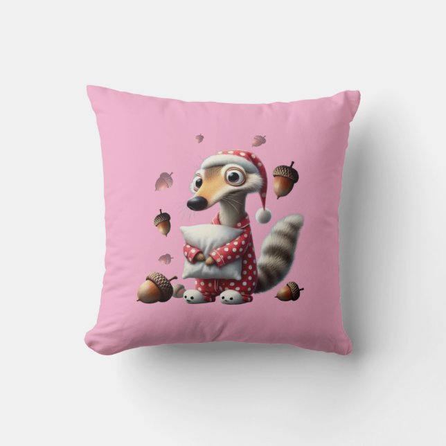 Children's decorative pillow with cartoon squirrel (Front)