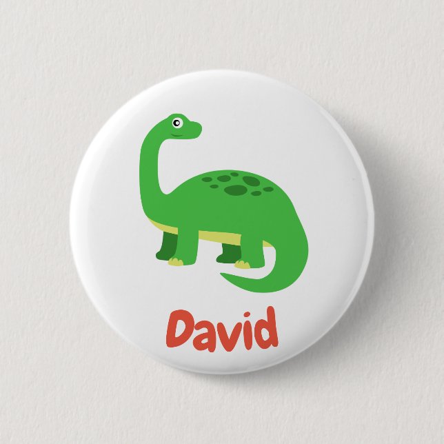 Childrens Diplodocus Dinosaur Birthday Custom Name 6 Cm Round Badge (Front)