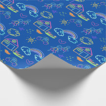 Childrens Doodles Colourful Kids Drawings Gift Wra