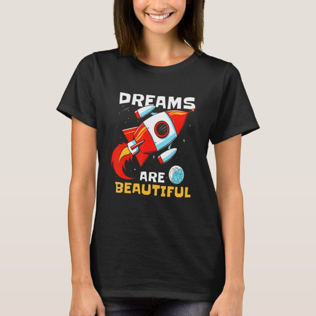 Children's dreams space planets rocket T-Shirt (Front)
