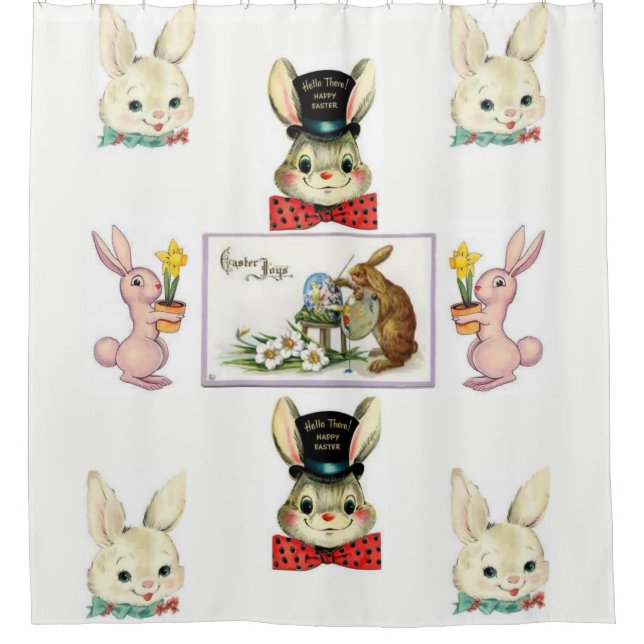 childrens easter bunny white showercurtain shower curtain (Front)