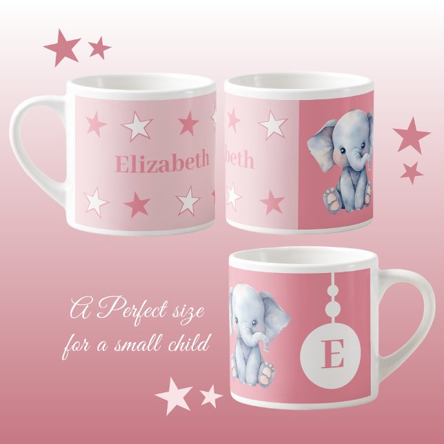 Children's elephant mug personalised name pink (Creator Uploaded)