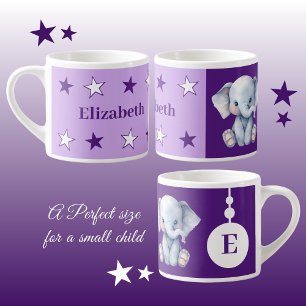 Children's elephant mug personalised name purple