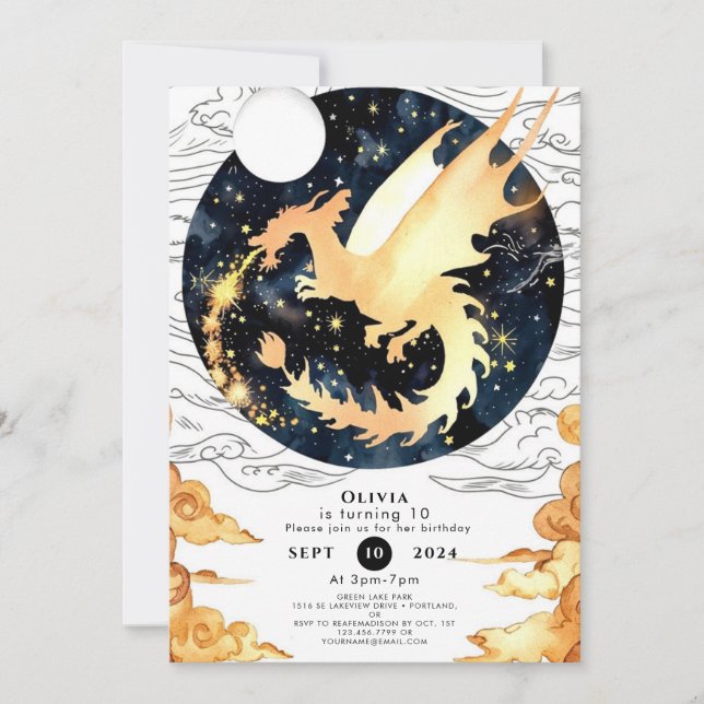 Children's Enchanted Dragon Birthday Invitation (Front)
