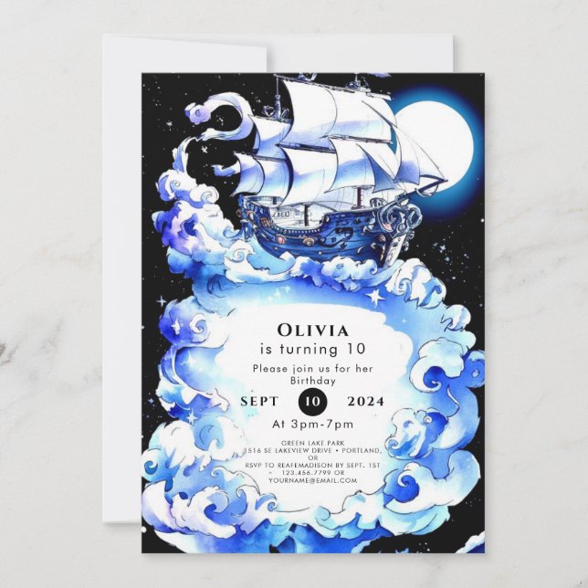 Children's Enchanted Treasure Pirate Birthday Invitation (Front)