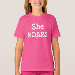 Children's Fashion Novelty Style Graphic SHE ROARS T-Shirt