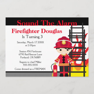 Children's Fire Firefighter Birthday Invitation