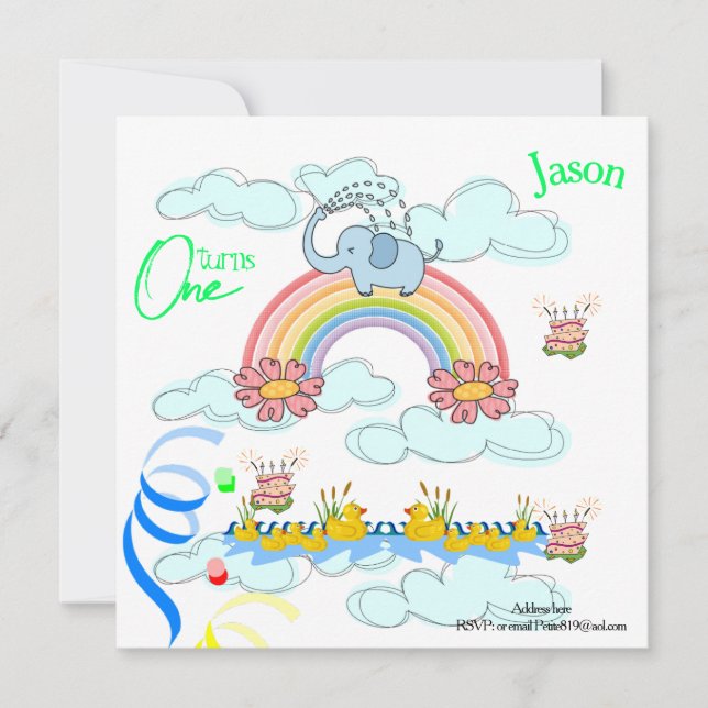 childrens first baby birthday invitation (Front)