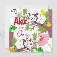 Children's First Birthday Invitation Possum Frog
