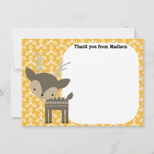Children's Flat Panel Thank You Cards Brown Deer (Front)