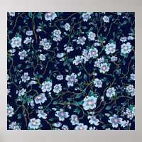 Children's flowers: seamless dark blue