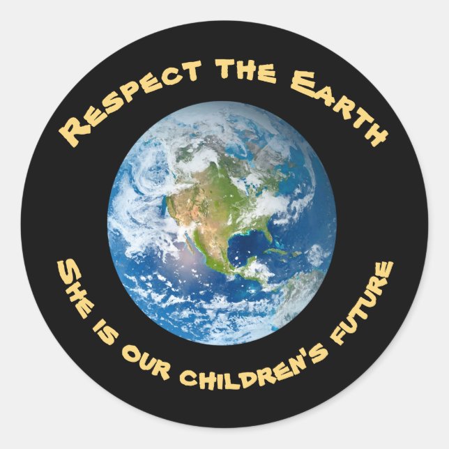 Childrens Future Respect Planet Earth Sticker (Front)