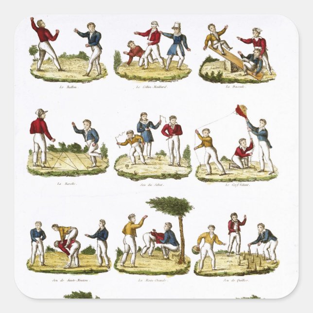 Children's Games, 1810 Square Sticker (Front)