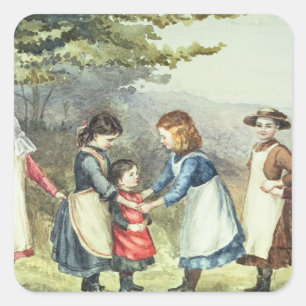 Children's Games, c.1880 (w/c on paper) Square Sticker
