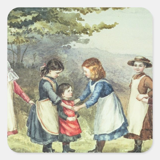 Children's Games, c.1880 (w/c on paper) Square Sticker (Front)