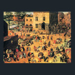 Children's Games, famous artwork, Poster<br><div class="desc">Children's Game,  famous painting by Pieter Bruegel the Elder,  1560.</div>
