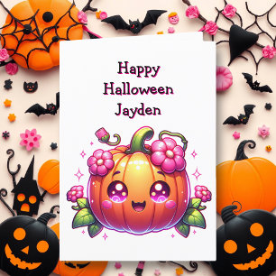 Children's Halloween Pumpkin Coloring Page Card