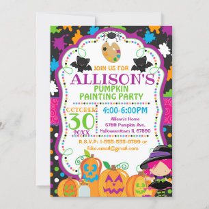 Children's Halloween Pumpkin Painting Party Invitation