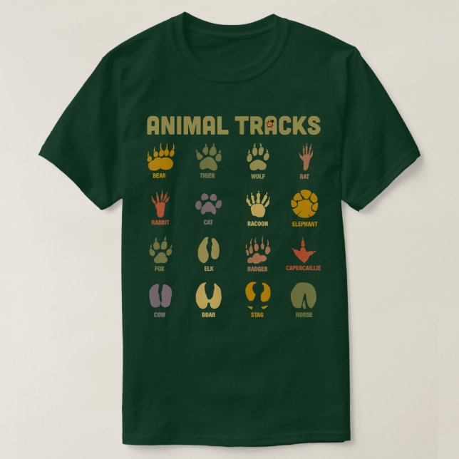 Childrens Kids Wild Animal Tracks Childrens Learni T-Shirt (Design Front)