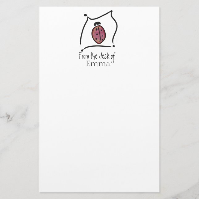 Children's ladybug Stationary personalised Stationery (Front)