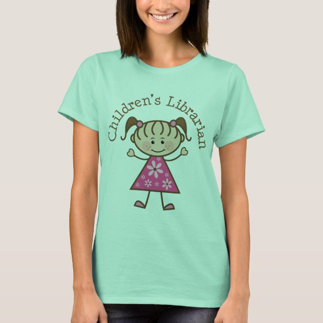 Children's Librarian Stick Figure Gift T-Shirt (Front)