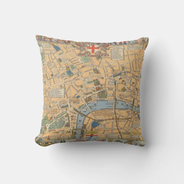 Children's Map of London, England Cushion (Front)