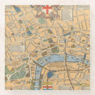 Children's Map of London, England Glass Coaster