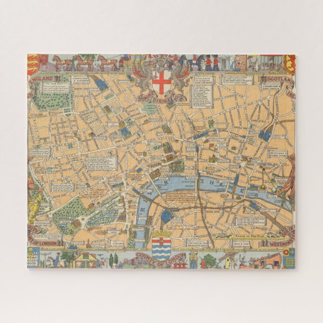 Children's Map of London, England Jigsaw Puzzle (Horizontal)