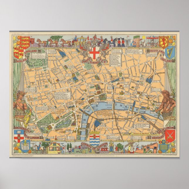 Children's Map of London, England Poster (Front)