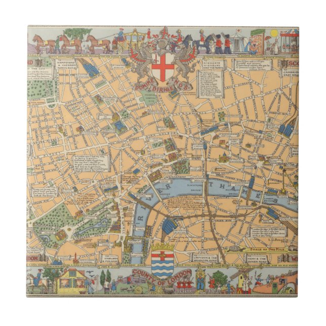 Children's Map of London, England Tile (Front)