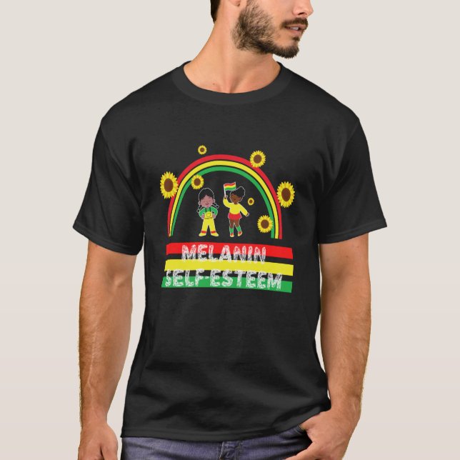 Children's Melanin Boost Self Esteem and Black His T-Shirt (Front)
