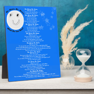 Childrens Moon Poem White Stars Plaque